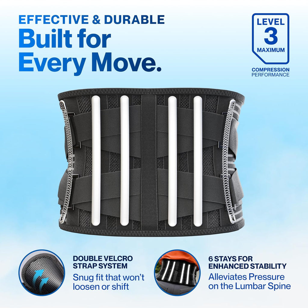 Buy now Modvel Back Brace for Lower Back Pain Women and Men â€“ Lumbar Support Belt for Sciatica, Herniated Disc, Muscle Strain â€“ Adjustable Breathable Work Brace with 6 Stays â€“ Support for Postureâ€“ Size M at indiglob india