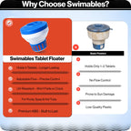 Swimables 3" Chlorine Tablet Floater, Pool Chlorine Floater for 3 Inch Tablets, Floating Dispenser & Pool Chlorine Dispenser, Adjustable Chlorine Floater for Pool, Hot Tub Chlorine Floater & Spas