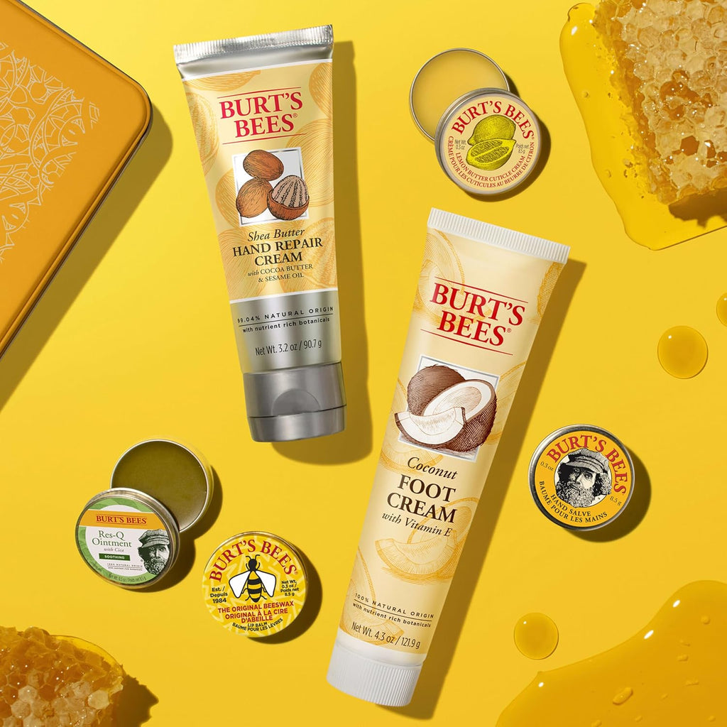 Buy now Burt's Bees Gifts Ideas - Classics Set, 6 Products in Giftable Tin â€“ Cuticle Cream, Hand Salve, Lip Balm, Res-Q Ointment, Hand Repair and Foot Cream at indiglob india