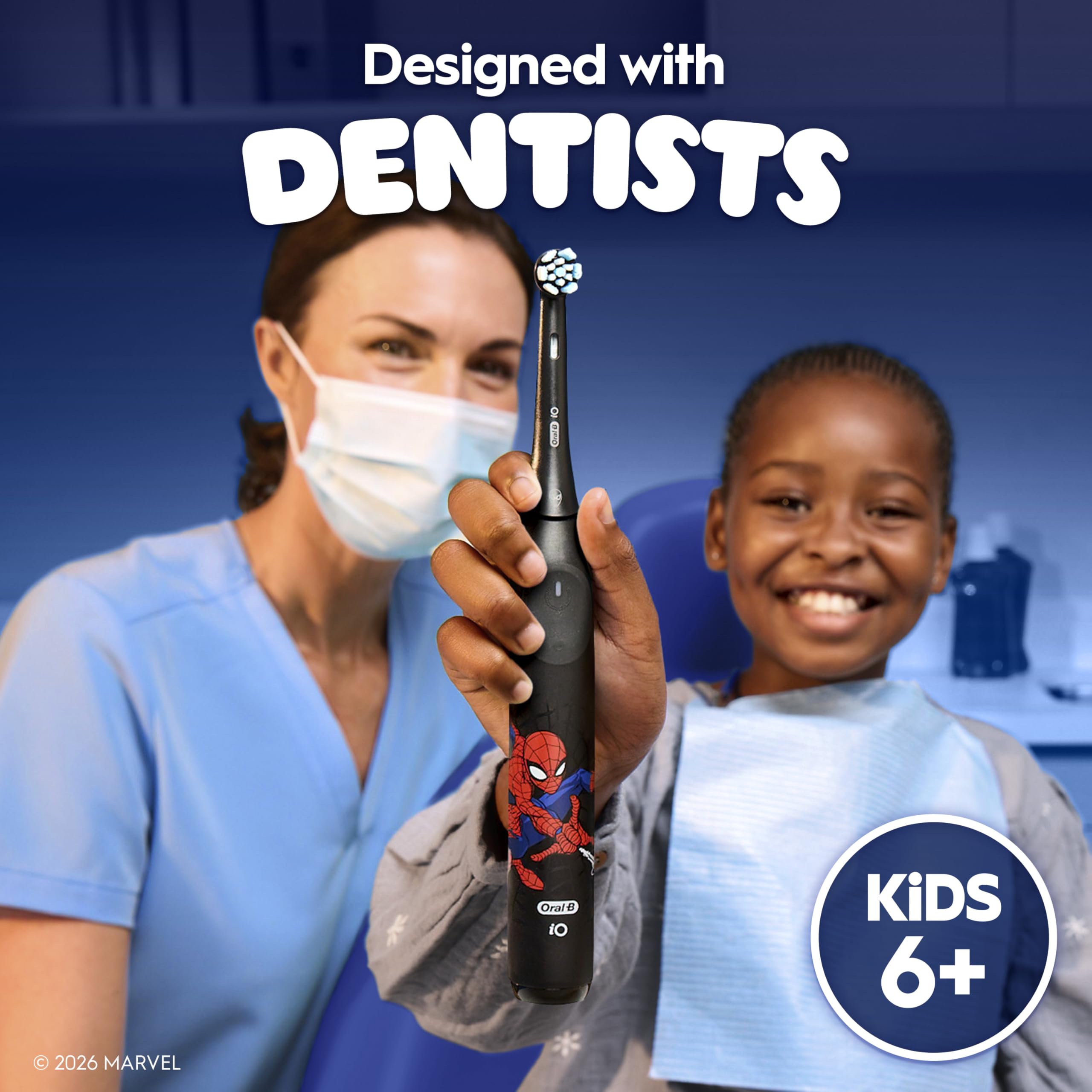 Buy now Oral-B iO Kids Limited Rechargeable Electric Powered Toothbrush, Spiderman with 1 Gentle Care Brush Head - Automatic Pressure Sensor to Protect Gums - 3 Cleaning Settings - 2 Min Music Timer at indiglob india