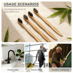 Bamboo Toothbrushes Wooden 12pack Natural Organic Charcoal Brush