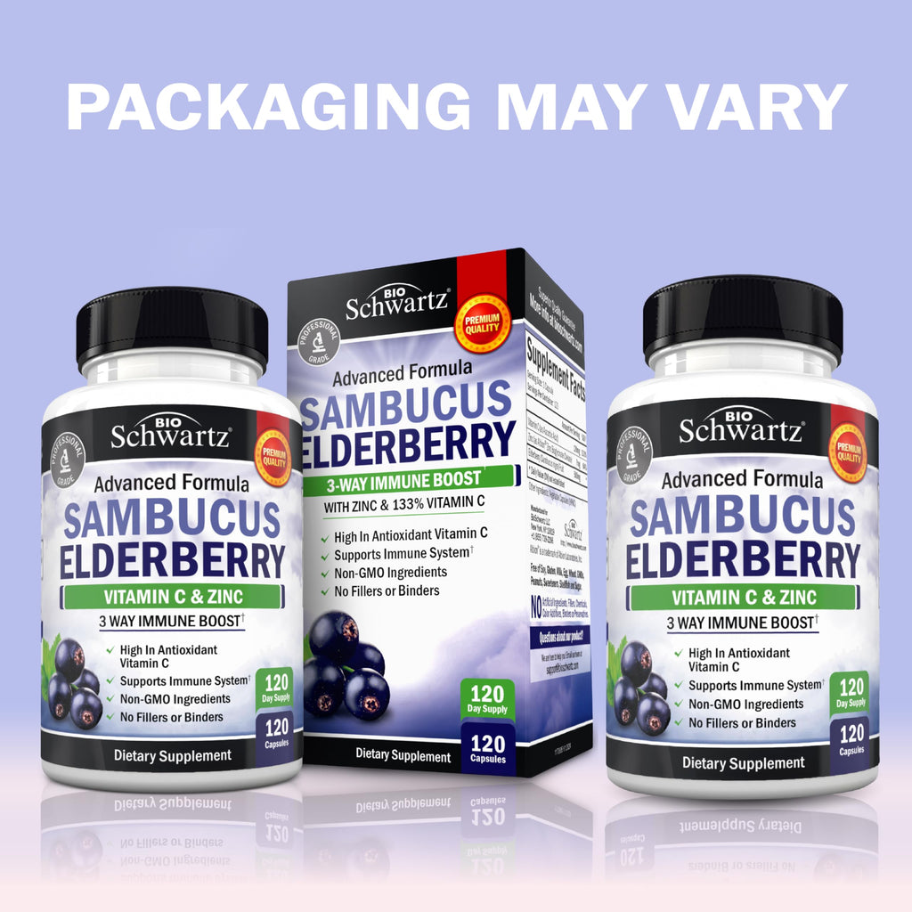 Elderberry Capsules with Zinc and Vitamin C for Adults, 120 Count | Immune Support Supplement for Women and Men, Black Sambucus Elderberry with Vitamin C and Zinc, Immune Defense Multiminerals