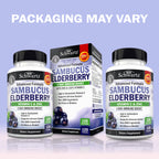 Elderberry Capsules with Zinc and Vitamin C for Adults, 120 Count | Immune Support Supplement for Women and Men, Black Sambucus Elderberry with Vitamin C and Zinc, Immune Defense Multiminerals