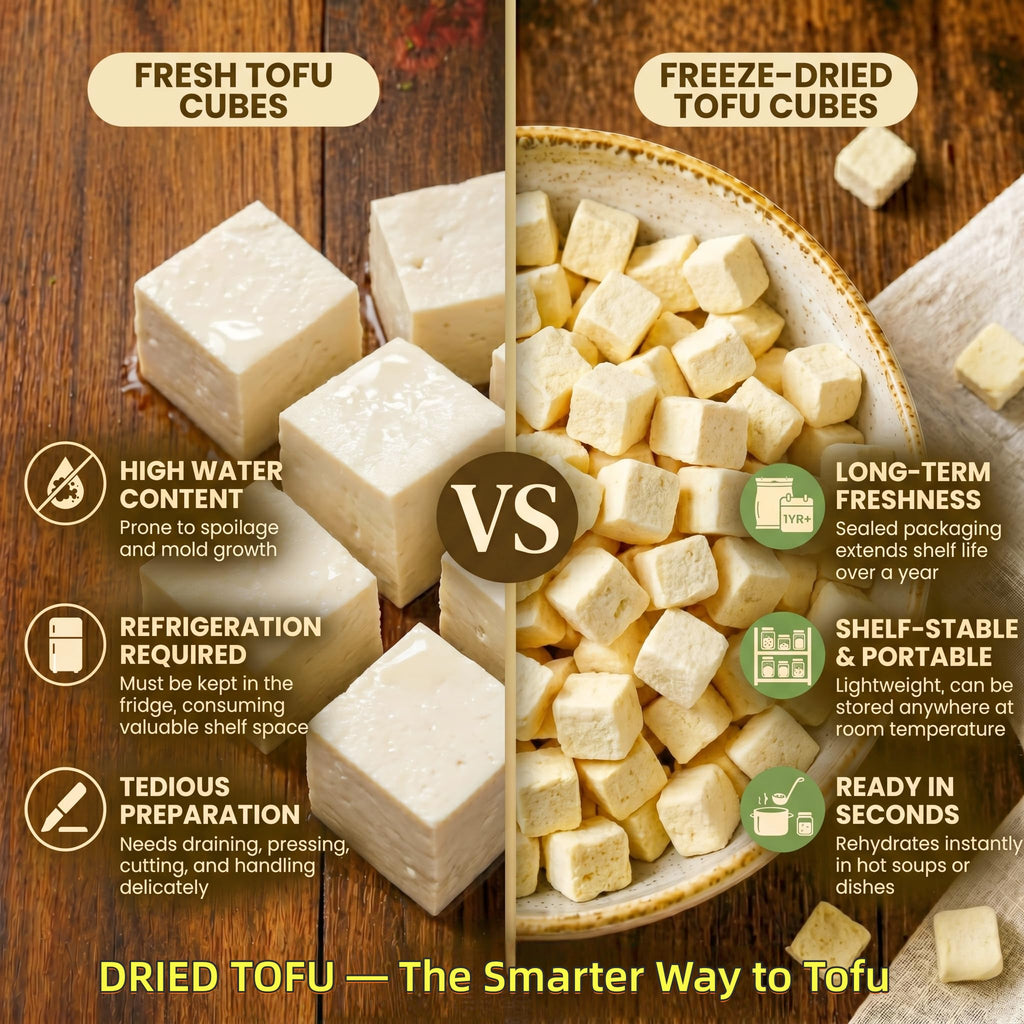 6.6 oz Freeze Dried Tofu Cubes, Dehydrated Tofu, Ramen Toppings & Miso Soup