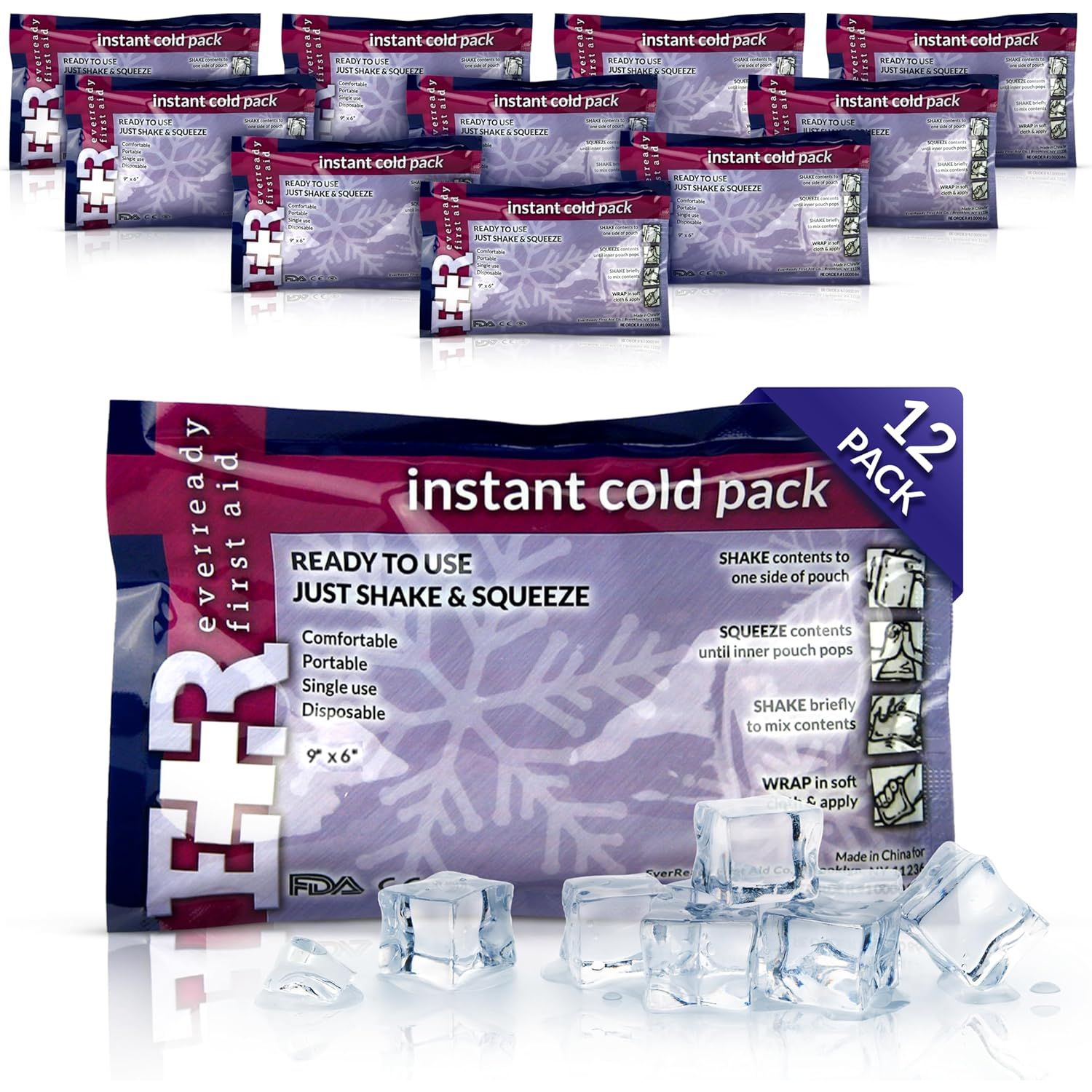 Buy now Ever Ready First Aid Disposable Cold Compress â€“ Instant Ice Pack for Injuries, Swelling & Pain Relief â€“ 4.5" x 7" â€“ FSA/HSA Eligible â€“ 3 Pack 12 Count (Pack of 1) at indiglob india