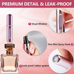 opasyo Refillable Perfume Atomizer, Leak-Proof, 5ml 4 Pack | Portable travel perfume spray bottle. Includes Gold/Pink/Blue/Black. Perfect essentials for traveling and outgoing.