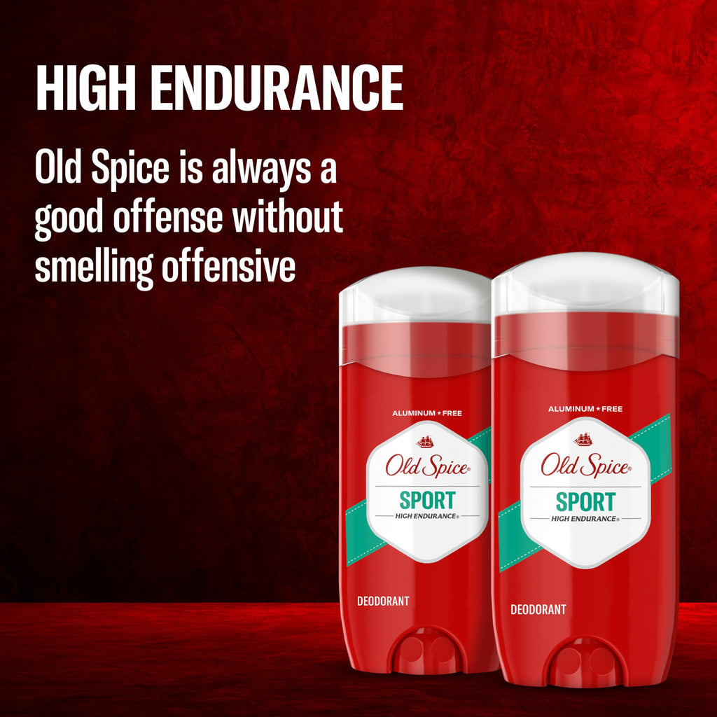 Old Spice Aluminum Free Deodorant for Men, High Endurance, 24/7 Lasting Freshness & Long Lasting Scent, 24/7 Advanced Sweat & Odor Protection, Pure Sport Scent, 3.0 oz (Pack of 2)