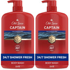 Old Spice Refreshing Body Wash for Men, 3X Defense, 24/7 Shower Fresh with Long Lasting Scent, Red Collection, Captain with Bergamot Scent, 33.4 oz