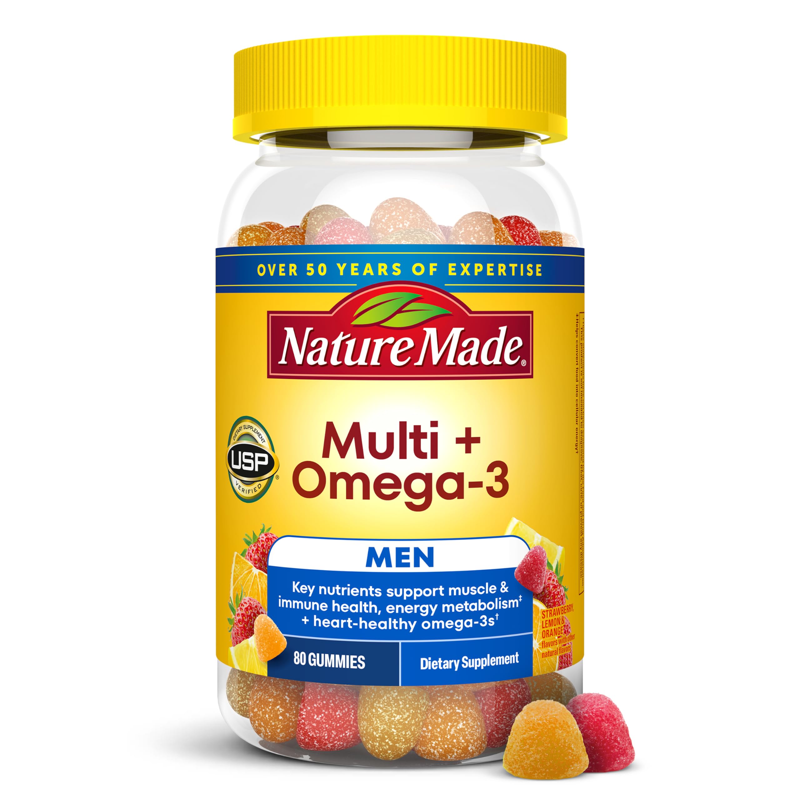 Nature Made Mens Multivitamin Gummies with Omega-3, 150 Count | Vitamins and Minerals Gummy with Omega-3, Mens Gummy Multivitamins for Daily Nutritional Support, 75 Day Supply