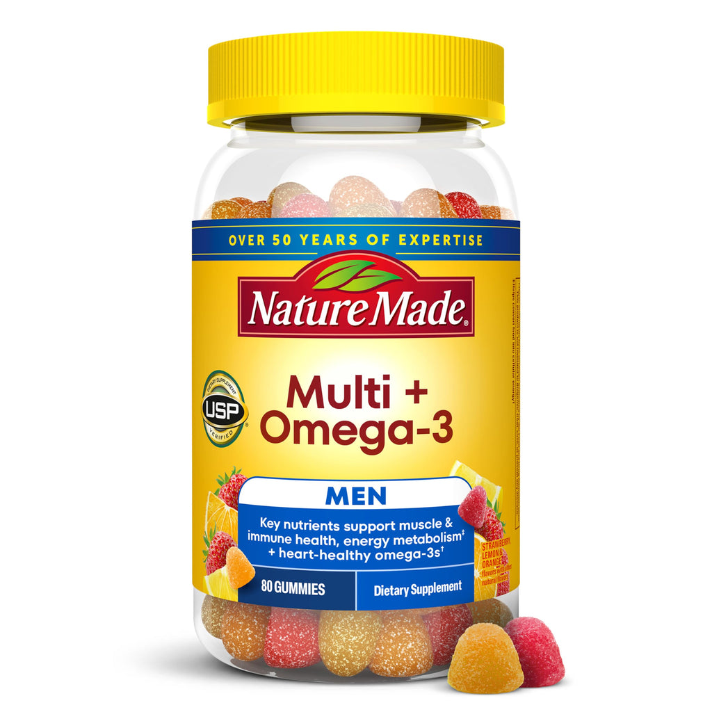 Nature Made Mens Multivitamin Gummies with Omega-3, 150 Count | Vitamins and Minerals Gummy with Omega-3, Mens Gummy Multivitamins for Daily Nutritional Support, 75 Day Supply