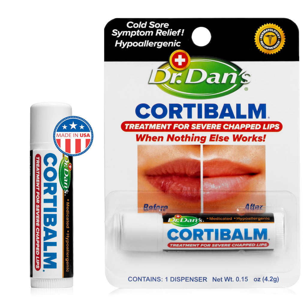 Dr. Dan's Cortibalm 1-Pack Lip Balm with 1% Hydrocortisone for Cracked Lips | Healing Lip Balm with Beeswax & Vitamin E, Lip Repair for Severely Chapped Lips, Dry Lips Repair, Moisturizing Hydrating