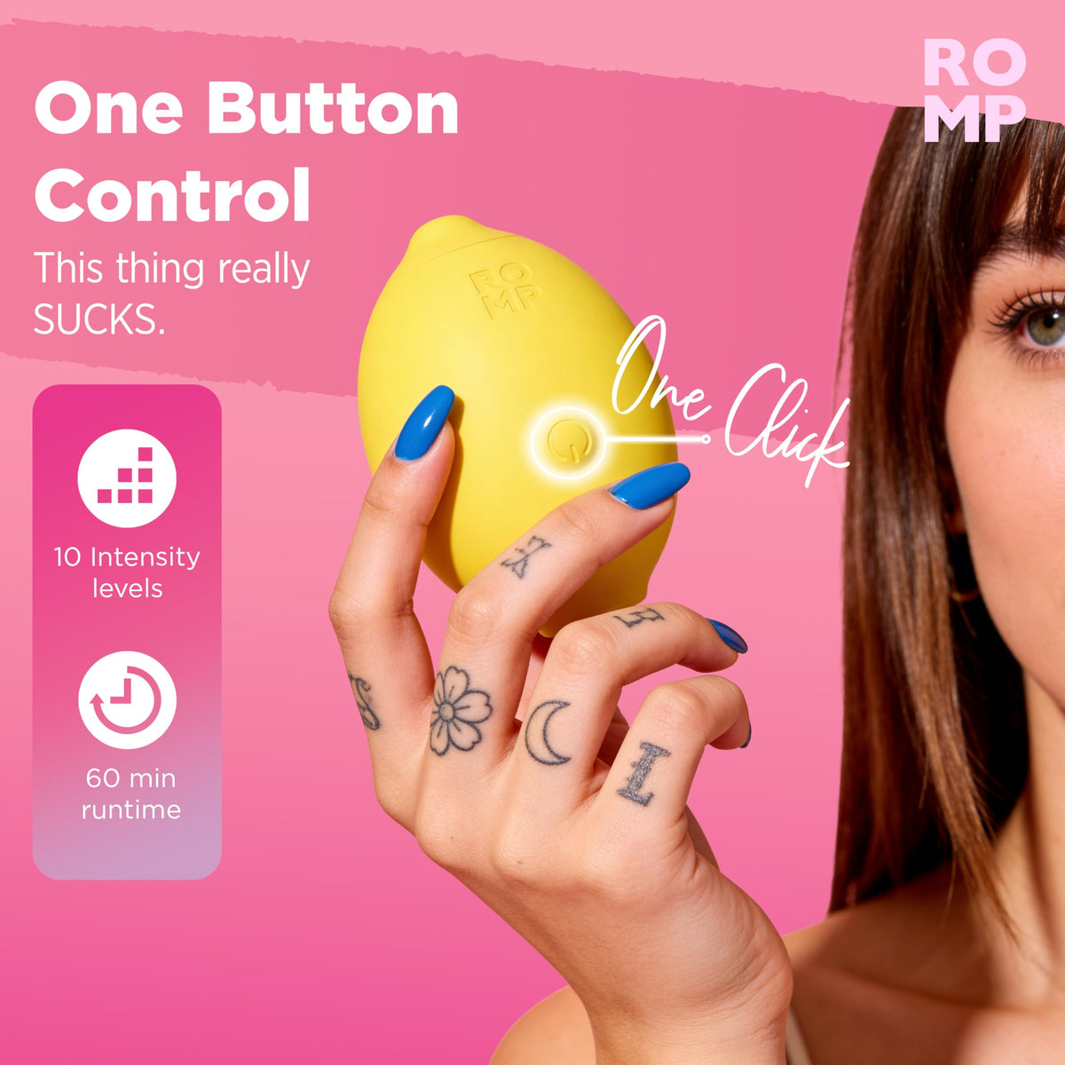 ROMP Lemon Vibrator Womens Sex Toy, 10 Mode Suction Clitoral Massager
