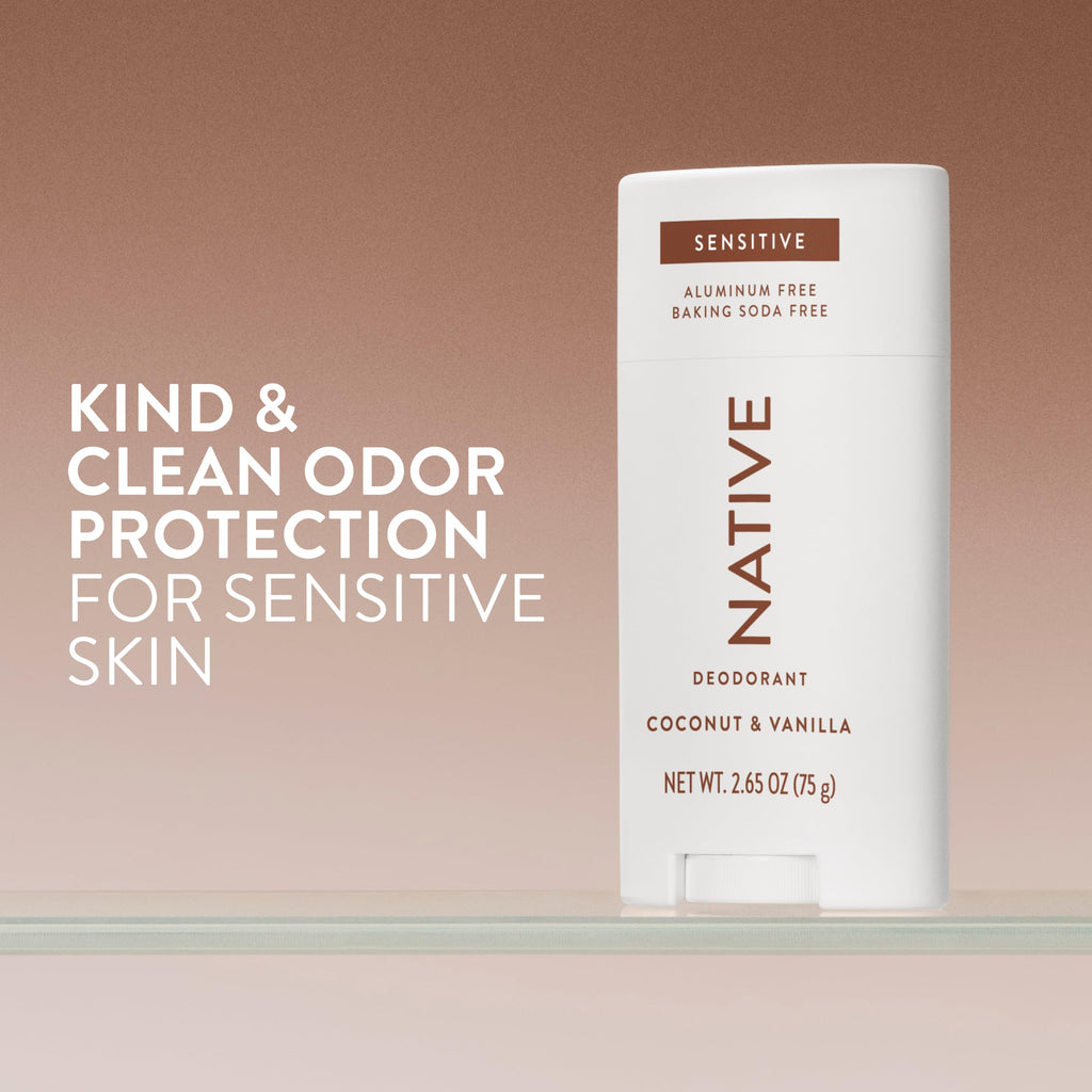 Native Sensitive Deodorant Contains Naturally Derived Ingredients, 72 Hour Odor Control | Deodorant for Women & Men, Aluminum Free with Baking Soda, Coconut Oil and Shea Butter, Coconut & Vanilla