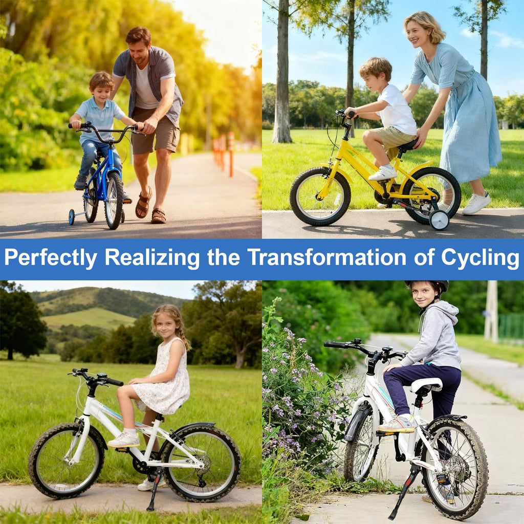 Kickstand for Kids Bike, Adjustable Premium Bike Kickstand for 16 18 20 Inch Wheels, Upgraded Aluminum Alloy Center Mount Stand for Children's Mountain and Road Bicycles.