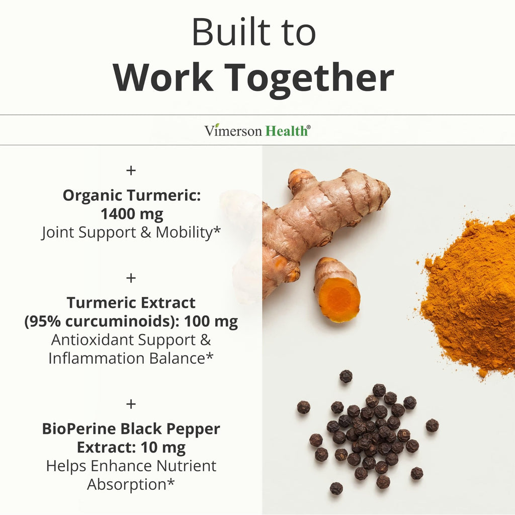 Turmeric Curcumin Supplement – 1400mg Organic Turmeric Curcumin with Black Pepper Extract for Max Absorption – Digestive & Joint Supplements for Men & Women w. Tumeric Extract & Bioperine – 60 Caps