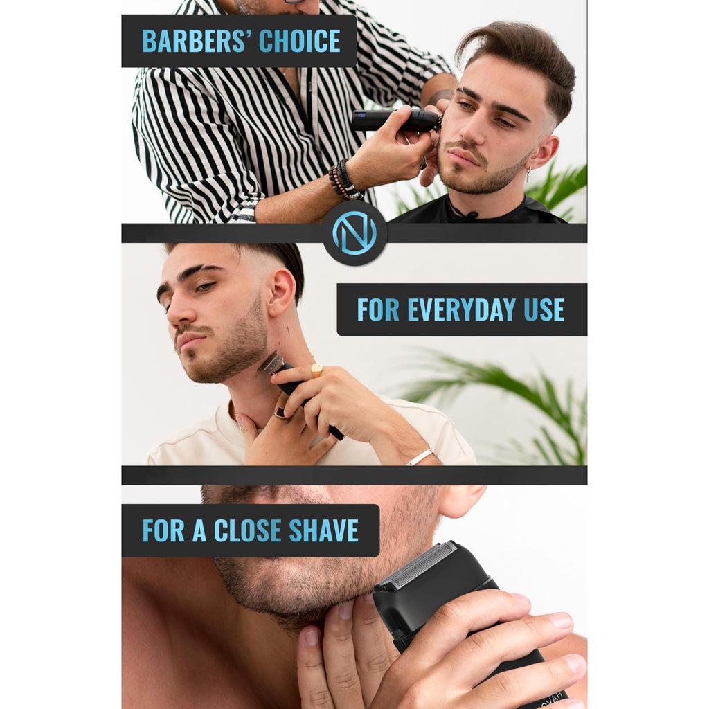 Novah Professional Barber Clippers and Trimmer Set - Foil Shaver Professional Hair Clippers for Men, Mens Cordless Hair Clipper for Barbers Haircut Kit, Fade