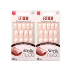 Buy now Kiss Salon Acrylic Nude French 28 Count Medium Length Flat (Pack of 2) at indiglob india