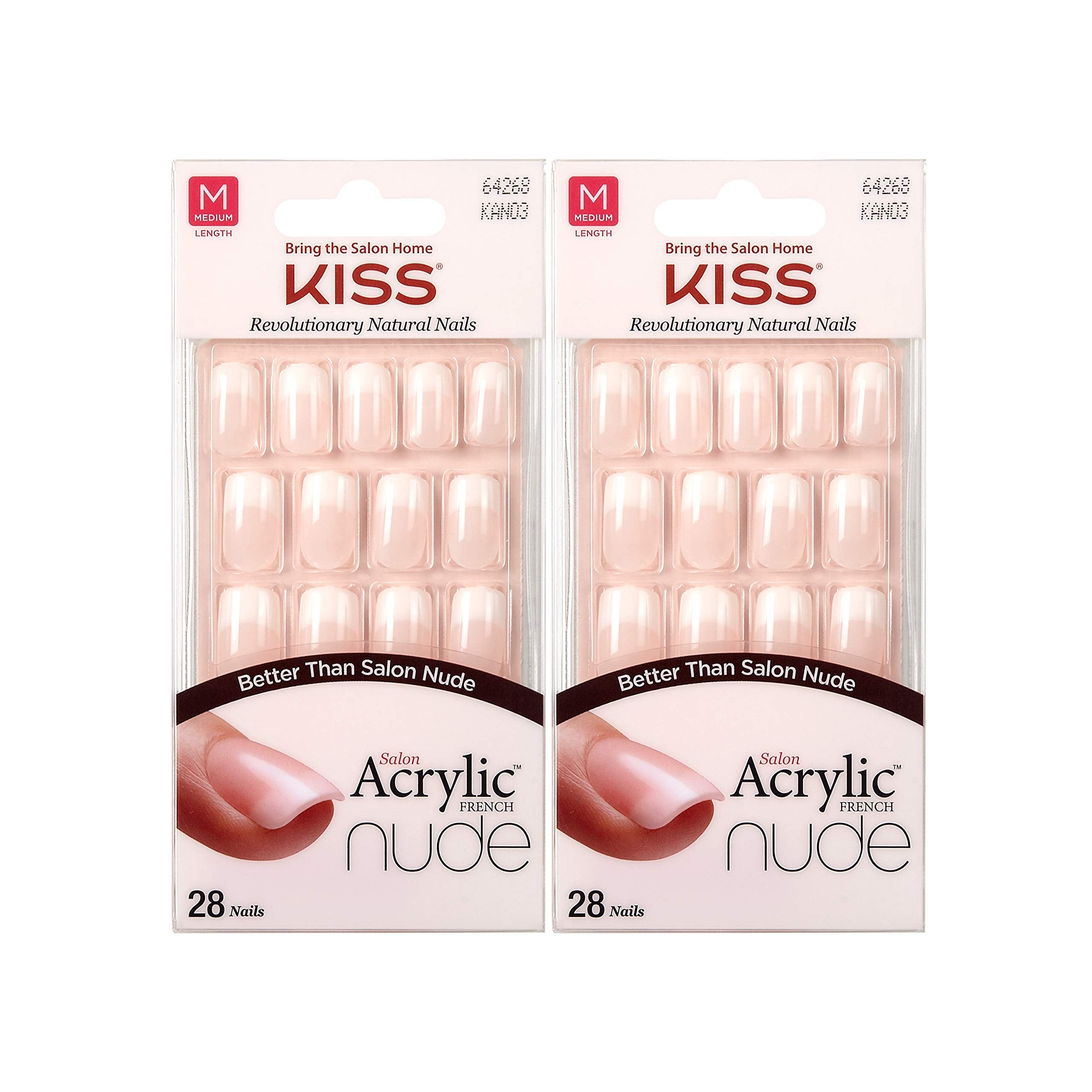 Buy now Kiss Salon Acrylic Nude French 28 Count Medium Length Flat (Pack of 2) at indiglob india