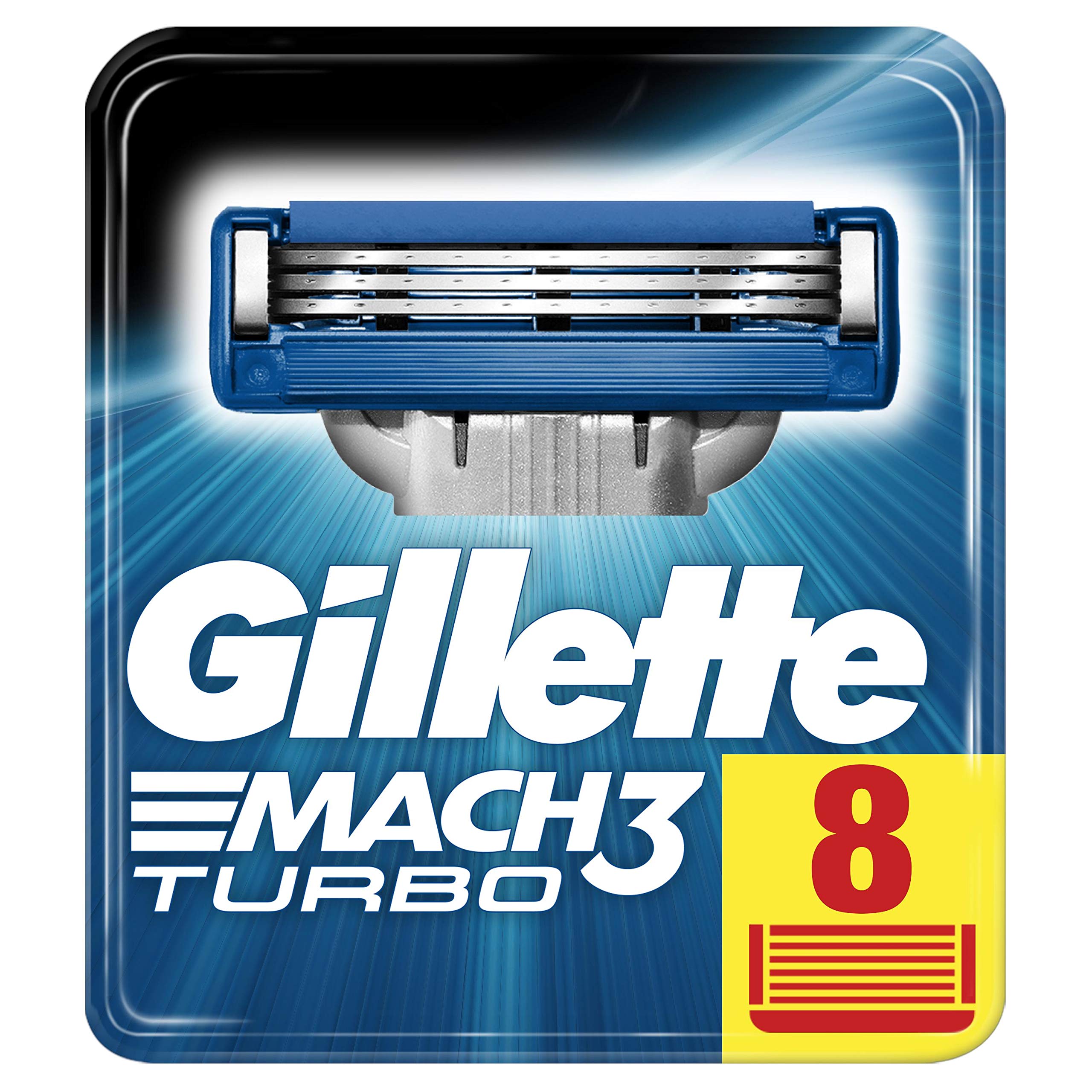 Buy now Gillette Mach3 Turbo Razor Blades for Men, Pack of 8 at indiglob india