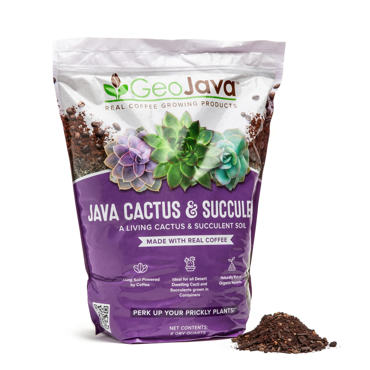 Java Cactus & Succulent Soil: A Gritty, Fast‑Draining, Peat-Free, Ready‑to‑Use Potting Mix for Cacti & Succulents -Keeps Roots Well Aerated for Indoor Pots & Plants. USA Made (6QT)