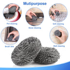 Steel Wool Scrubber for Burnt & Tough Crusts, Dried Food 12 Pack