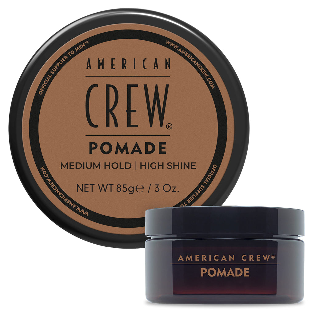 American Crew POMADE FOR HOLD AND SHINE 3 OZ for Men | Water-based pomade for sleek, slicked-back looks. Flexible alternative to styling gel. Medium hold, high shine.