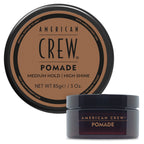 American Crew POMADE FOR HOLD AND SHINE 3 OZ for Men | Water-based pomade for sleek, slicked-back looks. Flexible alternative to styling gel. Medium hold, high shine.