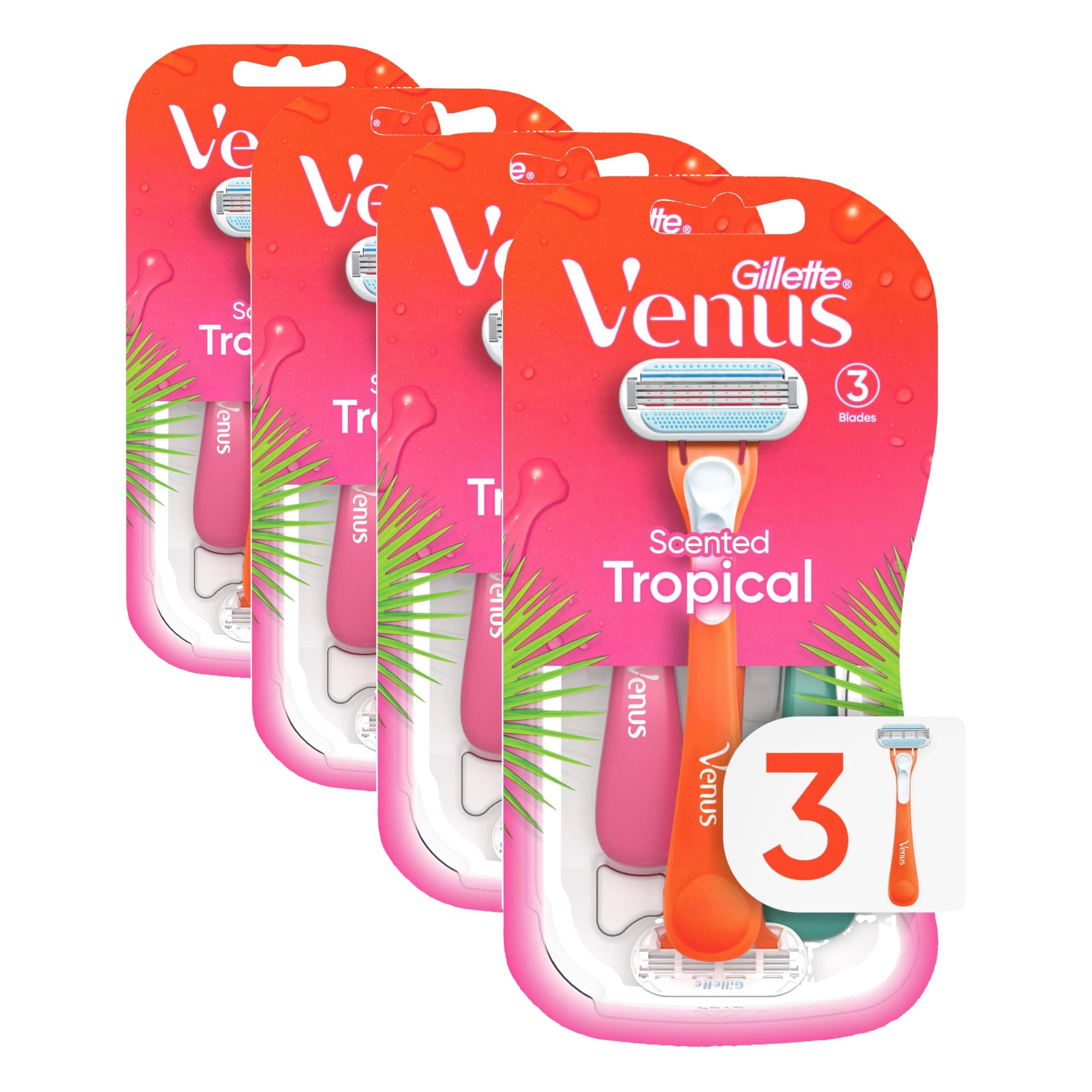Gillette Venus Tropical Women's Disposable Razor, 3 Count