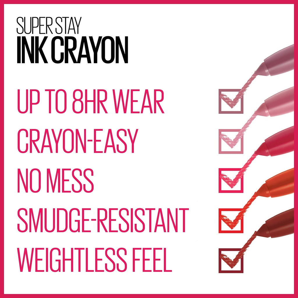 Buy now Maybelline SuperStay Ink Crayon Matte Longwear Lipstick With Built-in Sharpener, Forget The Rules, 0.04 Ounce at indiglob india