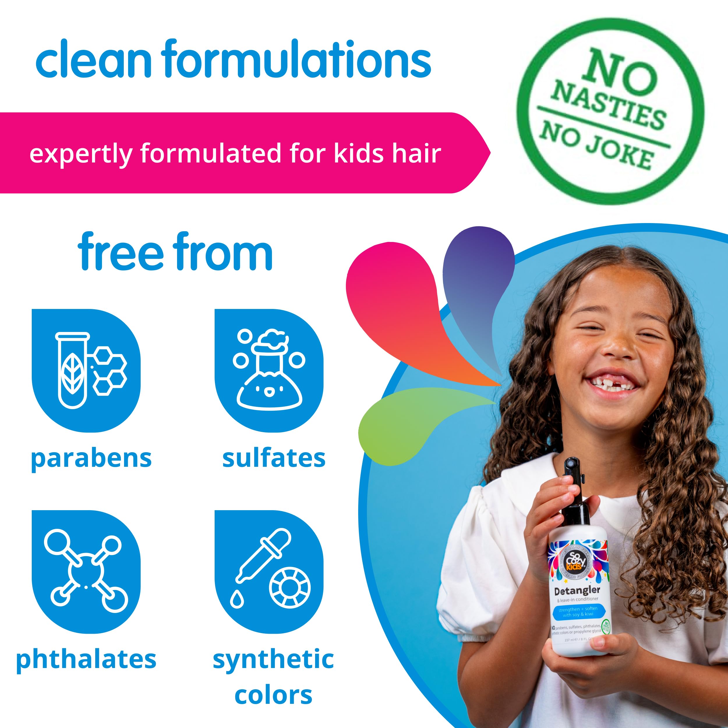 SoCozy Detangler Leave-In Conditioner Spray For Kids Hair, Fruity-Tutti, 8 Fl Oz (Pack of 1)