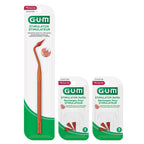GUM Stimulator Permanent Handle with Rubber Tip, 1 Handle + 2 Refill Packs