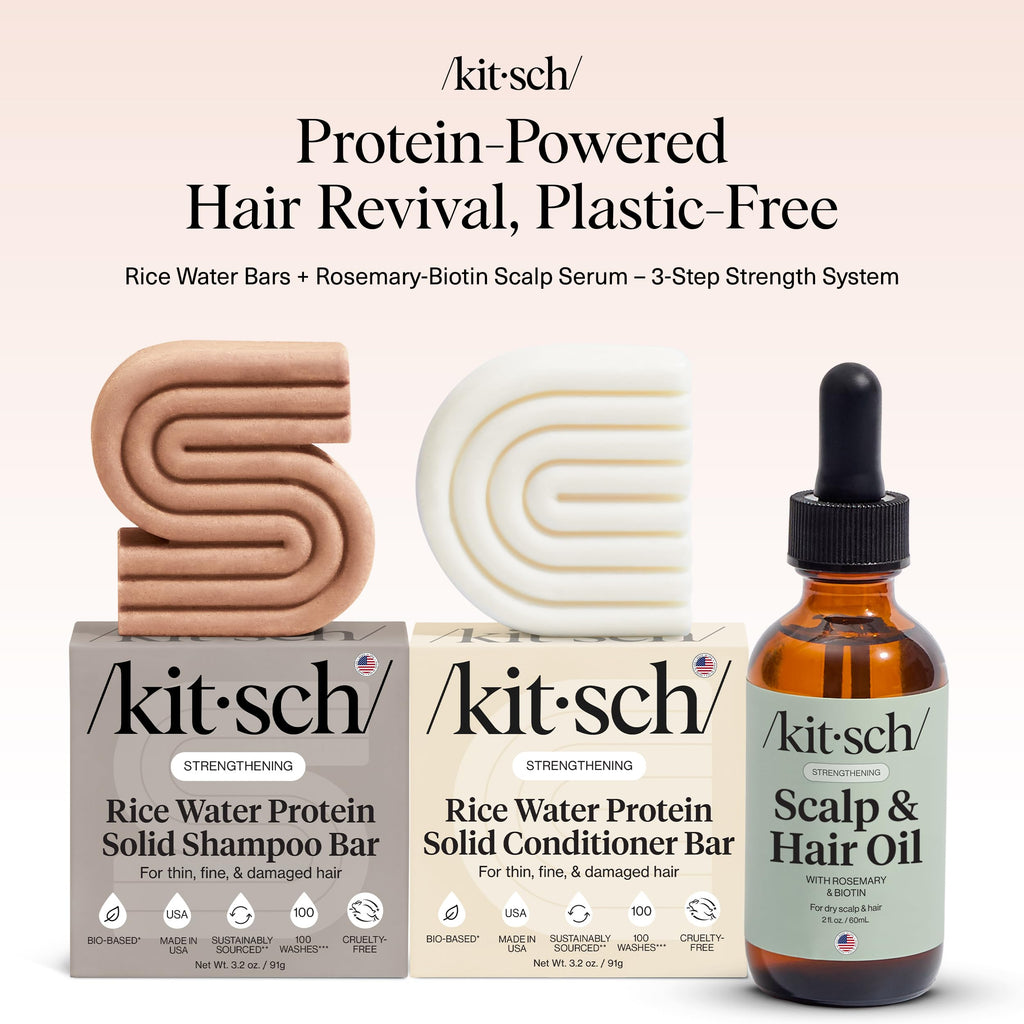 Buy now Kitsch Rice Water Shampoo and Conditioner Set + Pre-Wash Scalp Serum with Rosemary and Biotin â€“ Shampoo and Conditioner Bar for Hair Growth & Scalp Nourishment Hair Care â€“ 3pc Set at indiglob india
