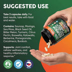 Clean Nutra Soursop Supplement Moringa Sea Moss Black Seed Oil Berberine Turmeric Resveratrol Quercetin Greens Bitters Boswellia Bitter Melon Burdock Root Antioxidant Support 90 Capsules