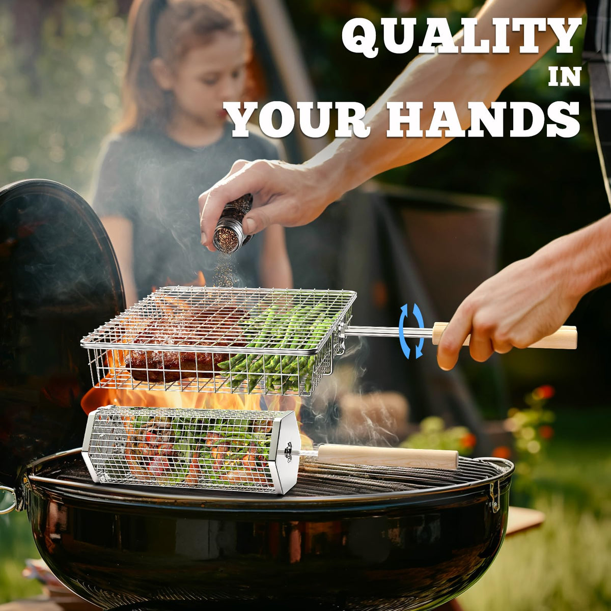 Grill Basket Set, BBQ Accessories, Outdoor Camping Cooking, Gifts for Men