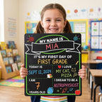 VUSIGN First Day of School Sign, Double-Sided Chalkboard with 5 Markers
