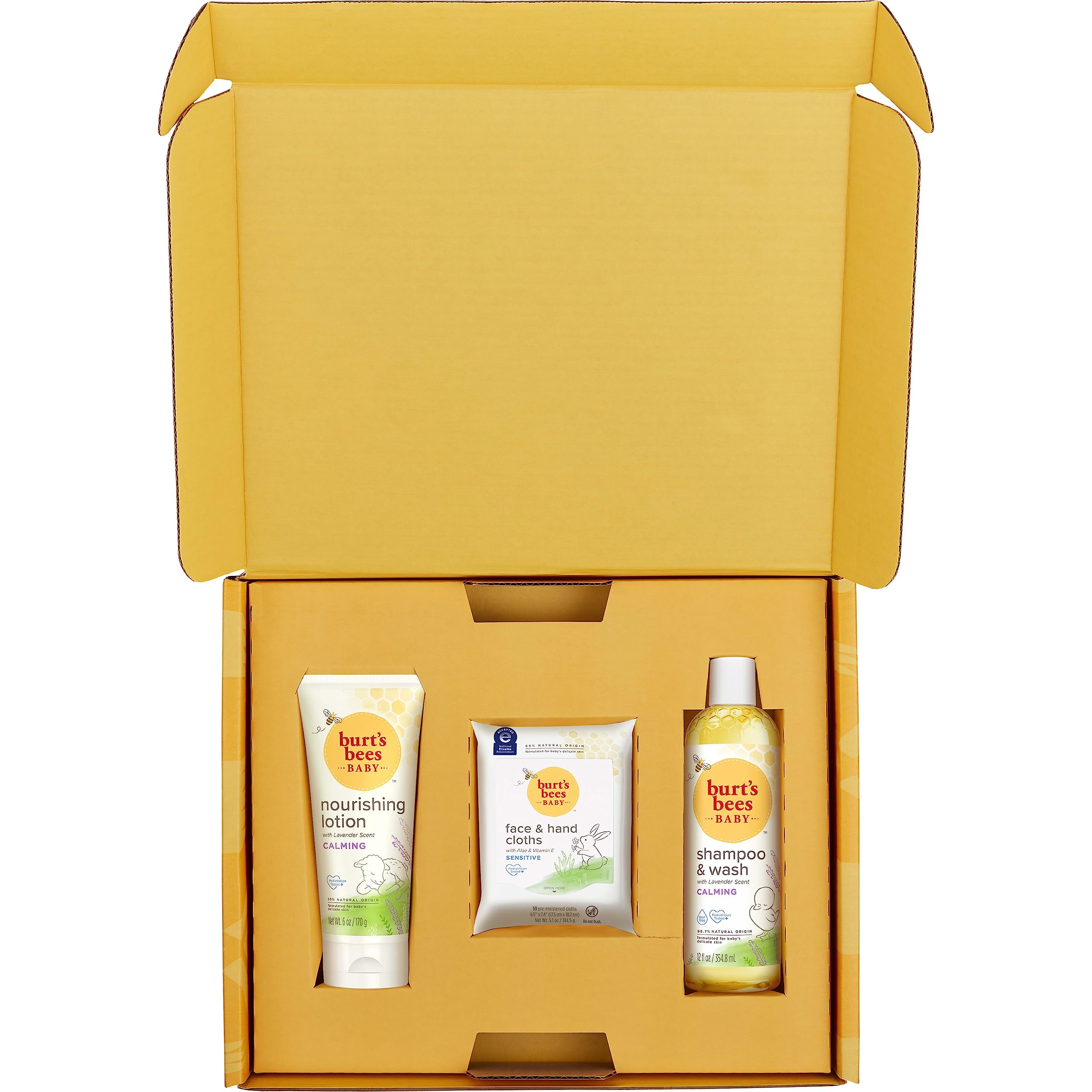 Buy now Burt's Bees Baby Gift Set for Baby Showers, Includes Baby Essentials, Shampoo and Wash with Lavender, Body Lotion, Wipes and Cloths, Naturally-Derived Origin Skincare, 3 Count at indiglob india