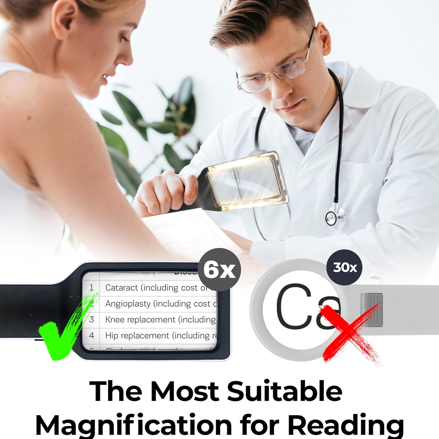 Buy now MAGNIPROS Patented 6X Large Magnifying Glass with Light | 3 Color Light Modes | Anti-Glare Lens & Stepless Dimmable LEDs | Perfect for Reading Fine Print & Inspection - Ideal for Seniors & Low Vision at indiglob india