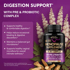 Menopause Supplements for Women - Black Cohosh, Pre & Probiotics - 60 Caps | Sweats & Hot Flashes Relief - Digestion, Sleep & Mood Support - 25in1 Complex - Dong Quai, Red Clover & Vitamins - Lab Tested