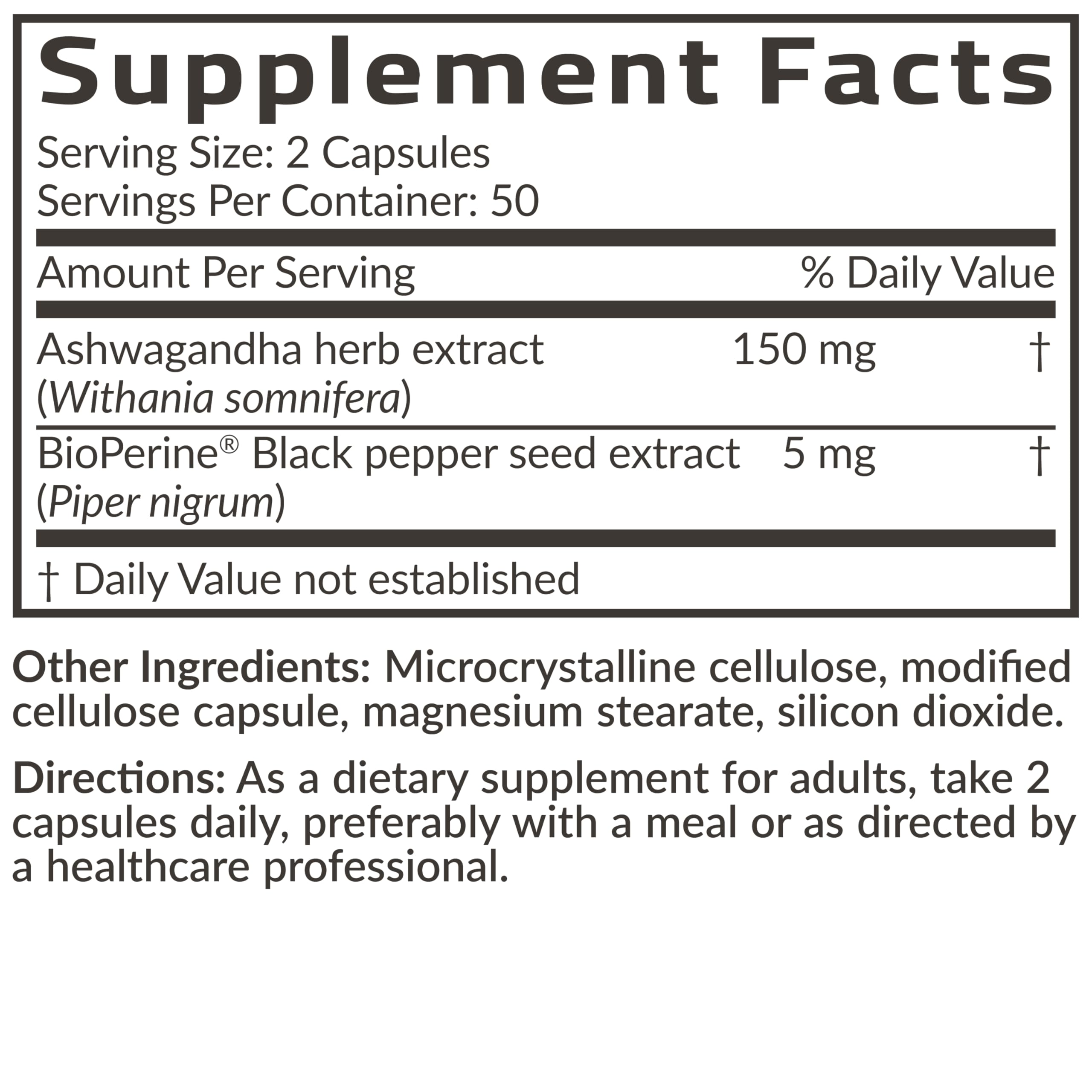 Futurebiotics Ashwagandha Extra Strength Stress & Mood Support 100 Capsules | Vegetarian, Non-GMO, Gluten-FREE, Soy-FREE, BioPerine for High Absorption