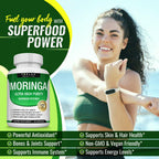 Toplux Moringa Capsules 1200mg – Pure Moringa Powder High Potency Leaf Extract Green Superfood Rich in Antioxidant, for Energy & Immune Support, Vegan Non-GMO 90 Capsules