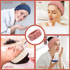 Buy now Chuangdi 3 Pieces Spa Headband for Women Facial Makeup Headband Soft Terry Cloth Hairband for Washing Face Mask Spa Shower Gifts(Dark Pink, Dark Blue, Milky-White) at indiglob india