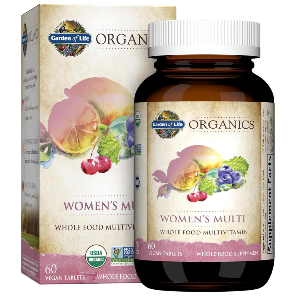 Garden of Life Organics Women's Multivitamin, USDA Organic, 120 Tablets | Vitamin C, D3, Folate, B12, Biotin & Iron, Energy, Heart Health & Radiant Skin, Non-GMO, Vegan