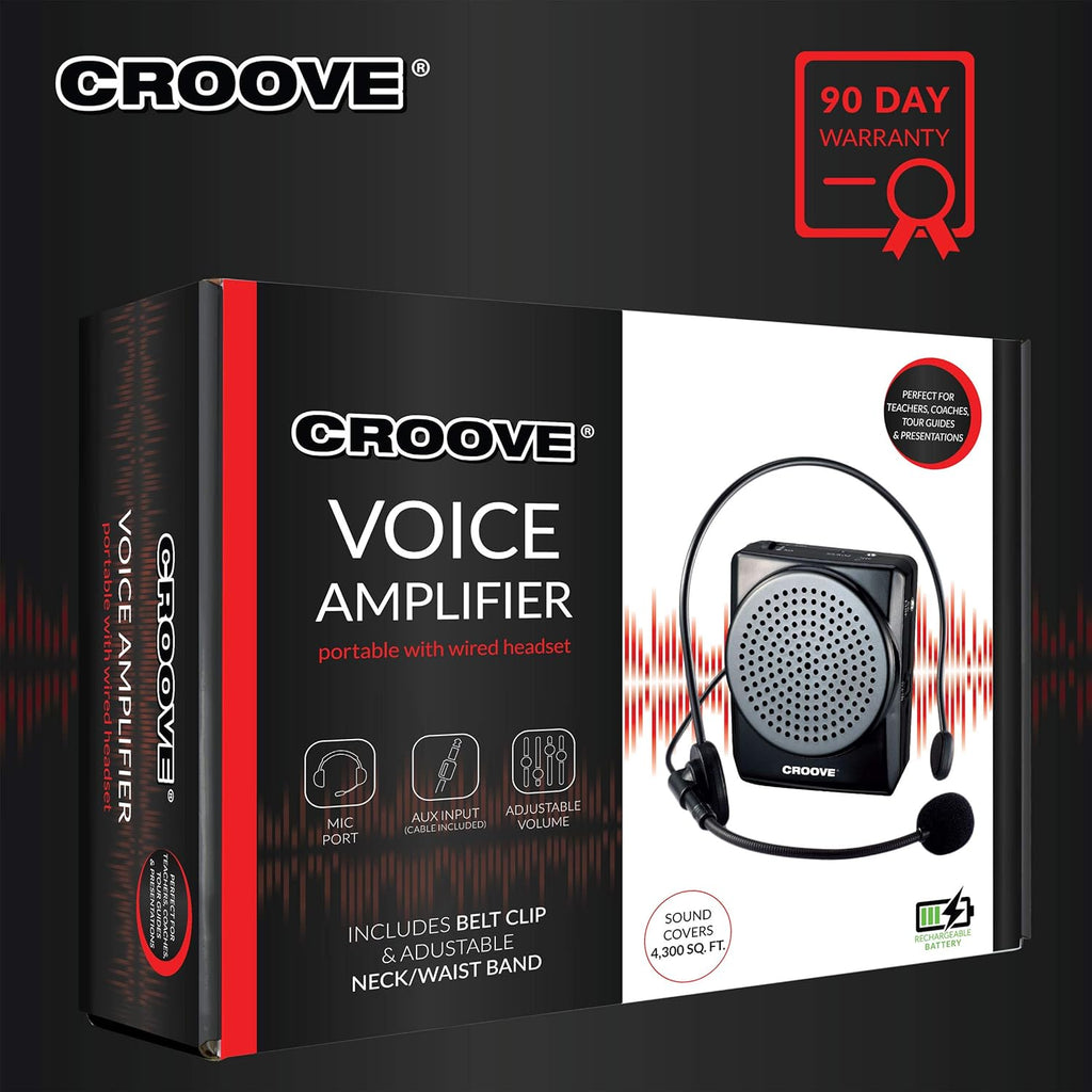 Buy now Croove Rechargeable Voice Amplifier, with Waist/Neck Band and Belt Clip, 20 Watts. Very Comfortable Headset at indiglob india