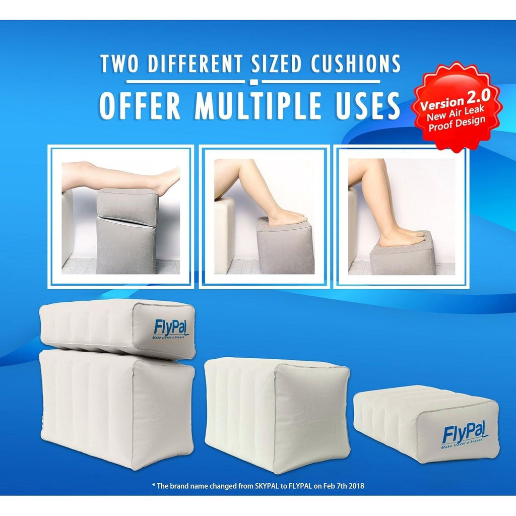 Buy now Flypal Inflatable Foot Rest Pillow for Travel, Patented 2 in 1 Design, Blow-Up Footrest Cushion for Home, Office. Airplane Travel Essential and Kids Airplane Bed at indiglob india