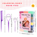 360 Pcs Baby Hair Ties, 24 Colors Cotton Toddler Hair Ties with Organizer Box, 1 Inch Seamless Baby Hair Bands for Toddler Girls, Soft Elastic Ponytail Holders with 5 Hair Loop Styling Tools