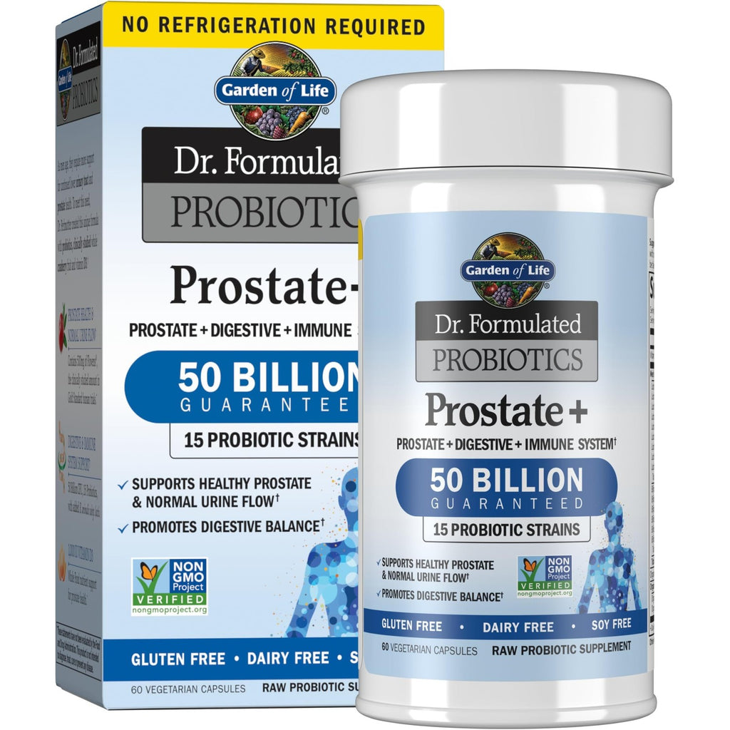 Garden of Life Dr. Formulated Probiotics Prostate+ - Acidophilus and Probiotic Supports Healthy Prostate and Digestive Balance - Shelf Stable - Gluten, Dairy, and Soy-Free - 60 Vegetarian Capsules