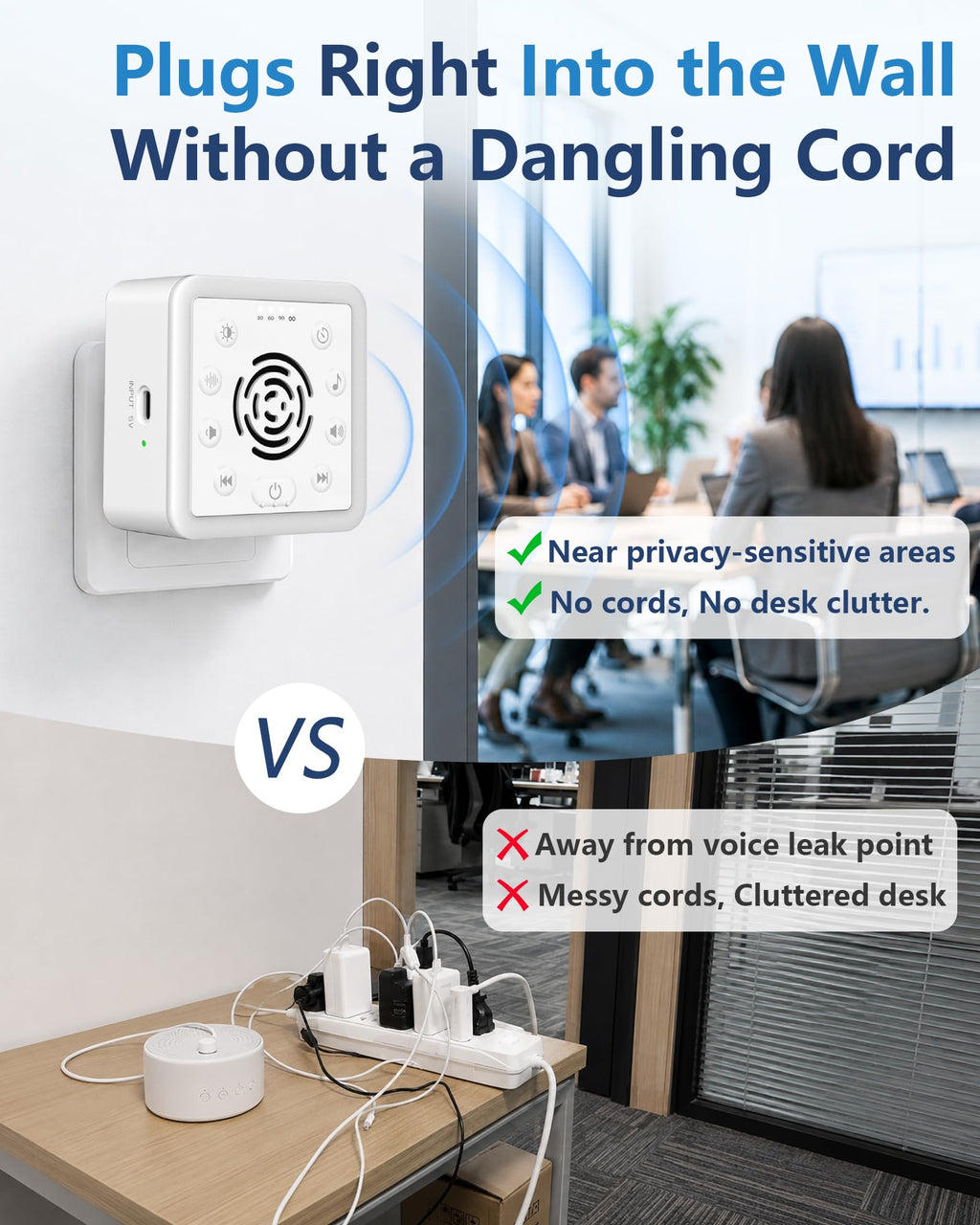 Office Privacy & Noise Canceling White Noise Machine: 90dB 30-Level Volume