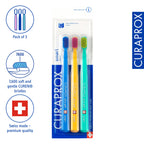 Curaprox CS Smart Toothbrush, Mixed Colors, 3-Pack, Swiss Made