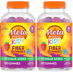 Metamucil Kids Fiber Gummies, No Sugar Added, 5g Prebiotic Plant-Based Fiber Supplement Blend, Mixed Berry Flavored, 120ct Gummies