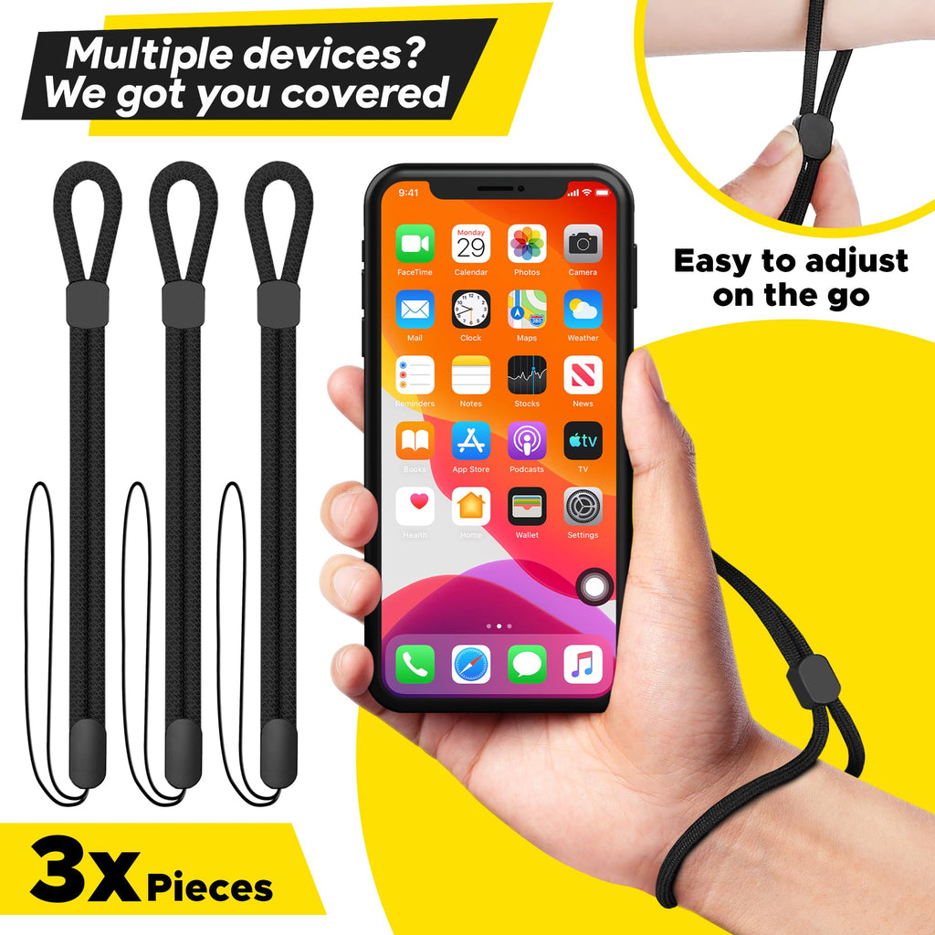 Empire Hand Wrist Strap Lanyard, 3 Pack Black Adjustable Lanyard Wrist Straps